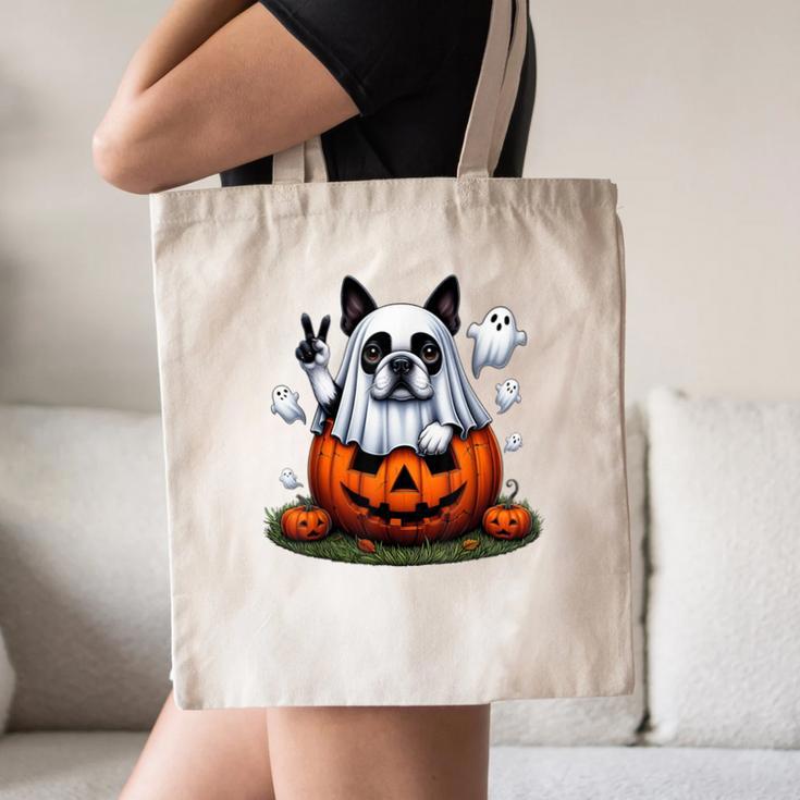 Boston Terrier Ghost Boo Halloween Kids Canvas Tote Bag, novelty gifts, funny gifts