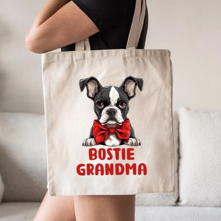 Boston Terrier Grandma Dog Lovers Puppy Bostie Owner Canvas Tote Bag, novelty gifts, funny gifts