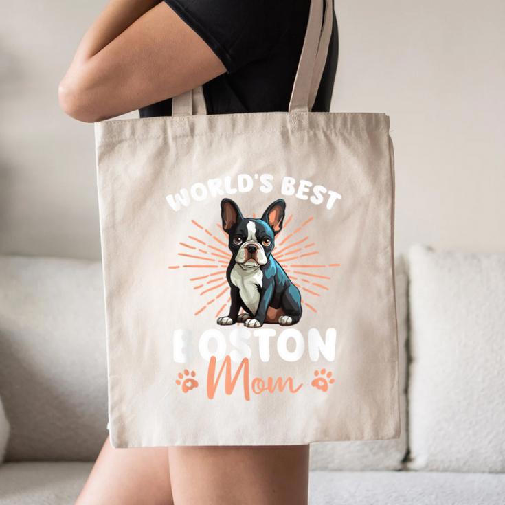 Boston Terrier Groovy World's Best Boston Mom Canvas Tote Bag, novelty gifts, funny gifts