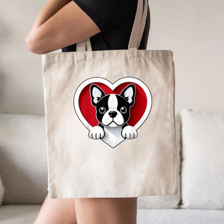 Boston Terrier Heart Cute Puppy Lover Or Dog Owner Canvas Tote Bag, novelty gifts, funny gifts