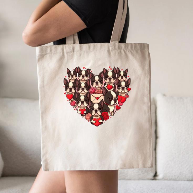 Boston Terrier Heart Valentine Boston Terrier Canvas Tote Bag, novelty gifts, funny gifts