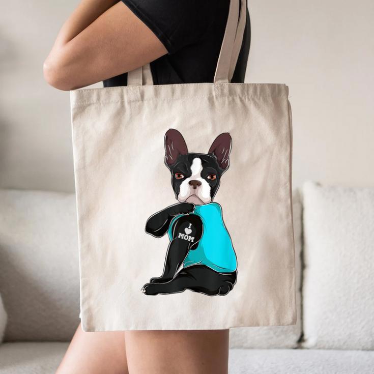 Boston Terrier I Love Mom Apparel Canvas Tote Bag, novelty gifts, funny gifts