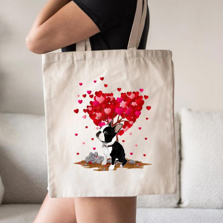 Boston Terrier Lover Heart Shape Boston Terrier Valentine Canvas Tote Bag, novelty gifts, funny gifts