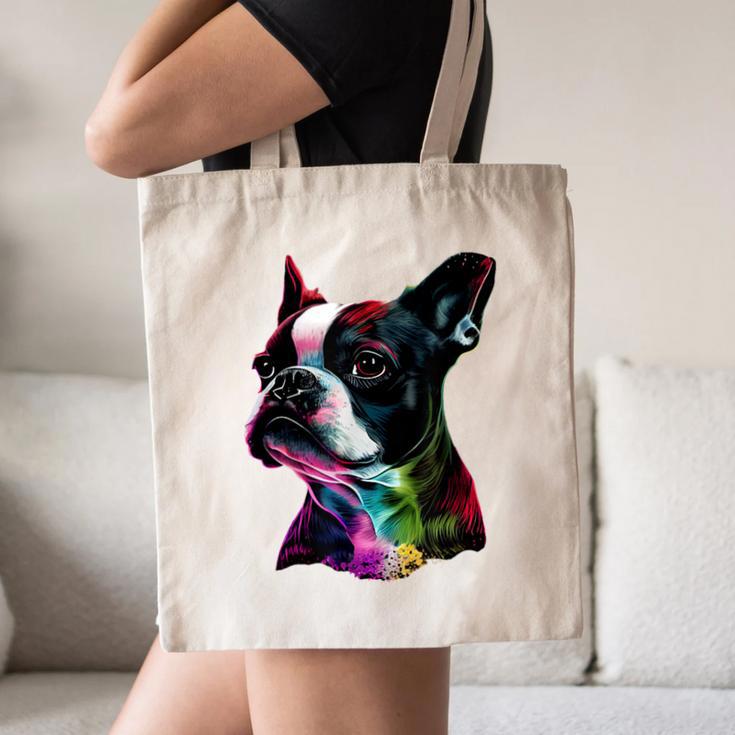 Boston Terrier Lovers Colorful Pop Art Boston Terrier Canvas Tote Bag, novelty gifts, funny gifts