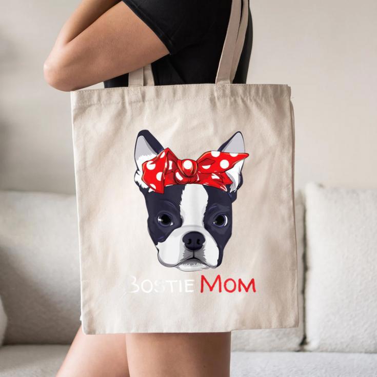 Boston Terrier Mom Bostie Women Girls Canvas Tote Bag, novelty gifts, funny gifts