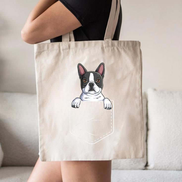Boston Terrier In The Pocket Cute Boston Terrier Dog Lovers For Men Women Girls Kids Canvas Tote Bag, novelty gifts, funny gifts