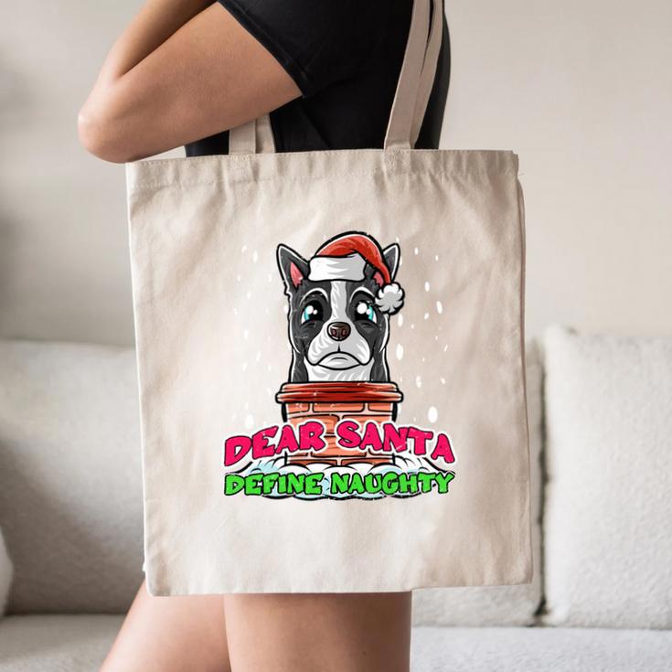 Boston Terrier Santa Claus Christmas Dog Canvas Tote Bag, novelty gifts, funny gifts