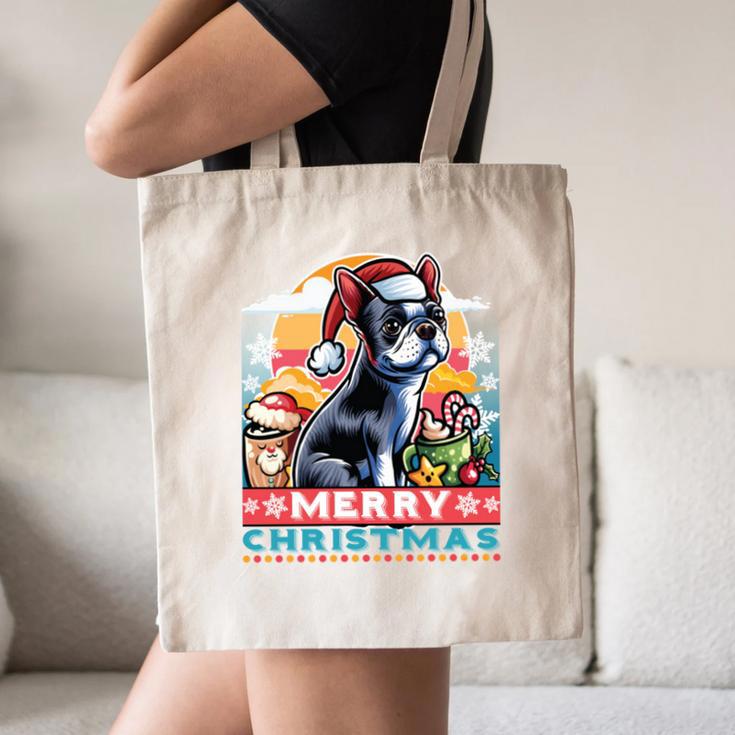 Boston Terrier Santa Claus Coffee Mug Merry Christmas Dogs Canvas Tote Bag, novelty gifts, funny gifts