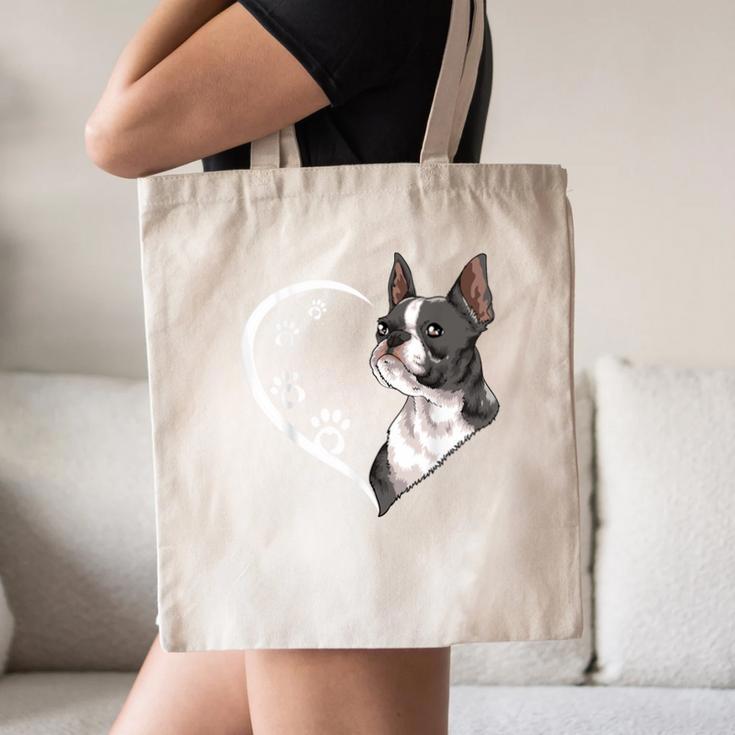 Boston Terrier Shirts For Women Girls Kids Heart Cute Canvas Tote Bag, novelty gifts, funny gifts