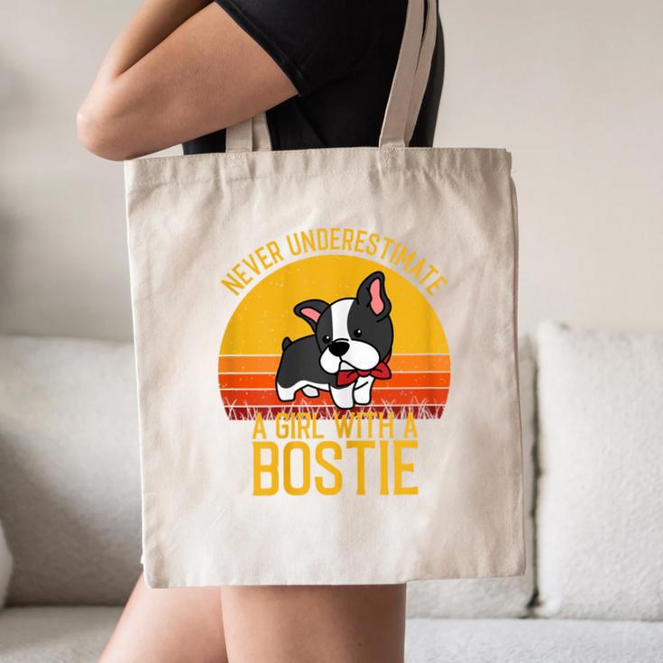 Boston Terrier Never Underestimate a Girl With a Bostie Canvas Tote Bag, novelty gifts, funny gifts