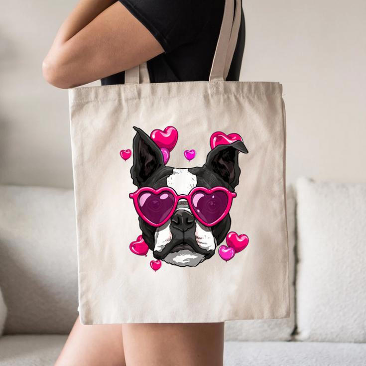 Boston Terrier Valentines Day Shirt Heart Dog Lover Canvas Tote Bag, novelty gifts, funny gifts