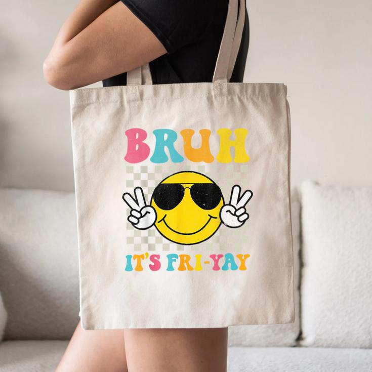 Bruh It's Fri-Yay Friday Weekend Smile Face Teacher Student Canvas Tote Bag, novelty gifts, funny gifts