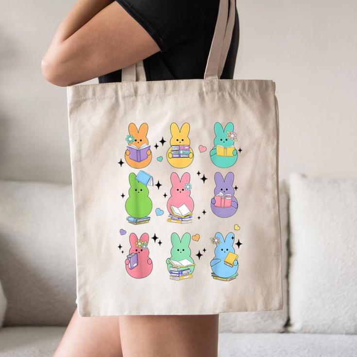 Bunny Reading Books Easter Day Librarian Teacher Book Canvas Tote Bag, novelty gifts, funny gifts