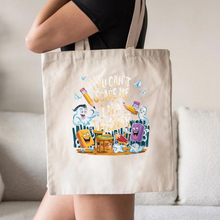 You Can't Scare Me I'm A Teacher Cool Math Teacher Halloween Canvas Tote Bag, novelty gifts, funny gifts