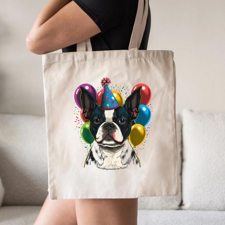 Celebration Event Birthday Party Boston Terrier Canvas Tote Bag, novelty gifts, funny gifts