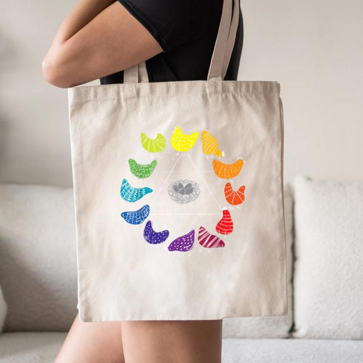 Chicken Themed Color Wheel Educational Art Teacher Artist Men Women Girls Kids Canvas Tote Bag, novelty gifts, funny gifts