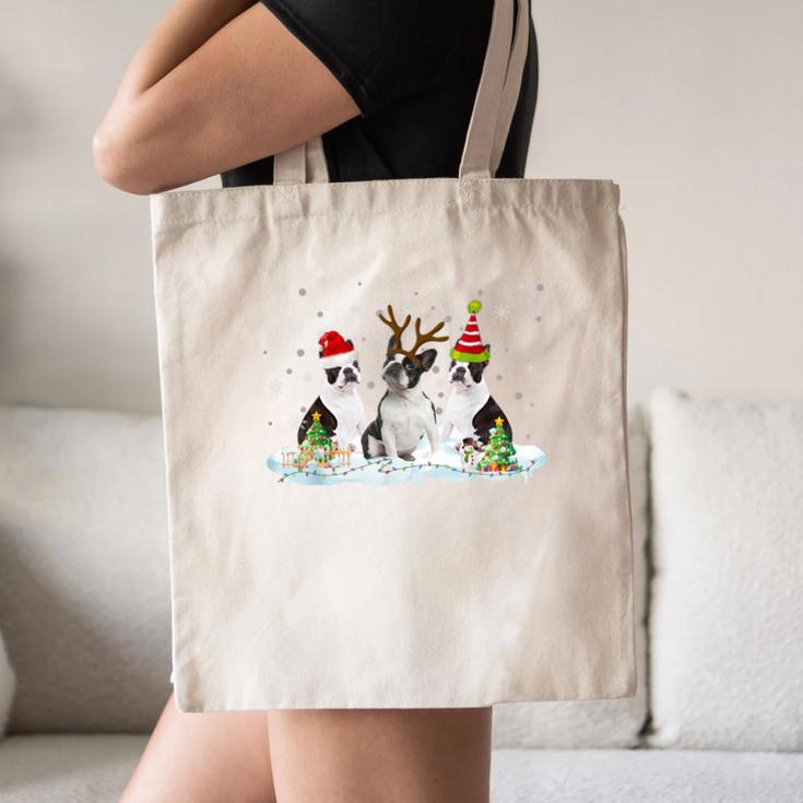 Christmas Boston Terrier Santa Dog Lover Canvas Tote Bag, novelty gifts, funny gifts