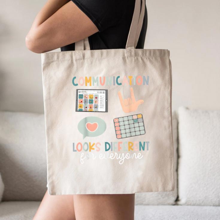 Communication Looks Different For Everyone SPED Teacher ASD Canvas Tote Bag, novelty gifts, funny gifts Communication Looks Different For Everyone SPED Teacher ASD Canvas Tote Bag, novelty gifts, funny gifts