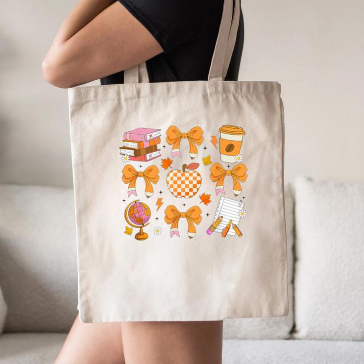 Coquette Bow Teacher Thanksgiving Fall Autumn Girls Women Canvas Tote Bag, novelty gifts, funny gifts