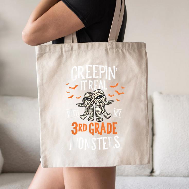 Creepin It Real With My 3rd Grade Monsters Halloween Teacher Canvas Tote Bag, novelty gifts, funny gifts Creepin It Real With My 3rd Grade Monsters Halloween Teacher Canvas Tote Bag, novelty gifts, funny gifts