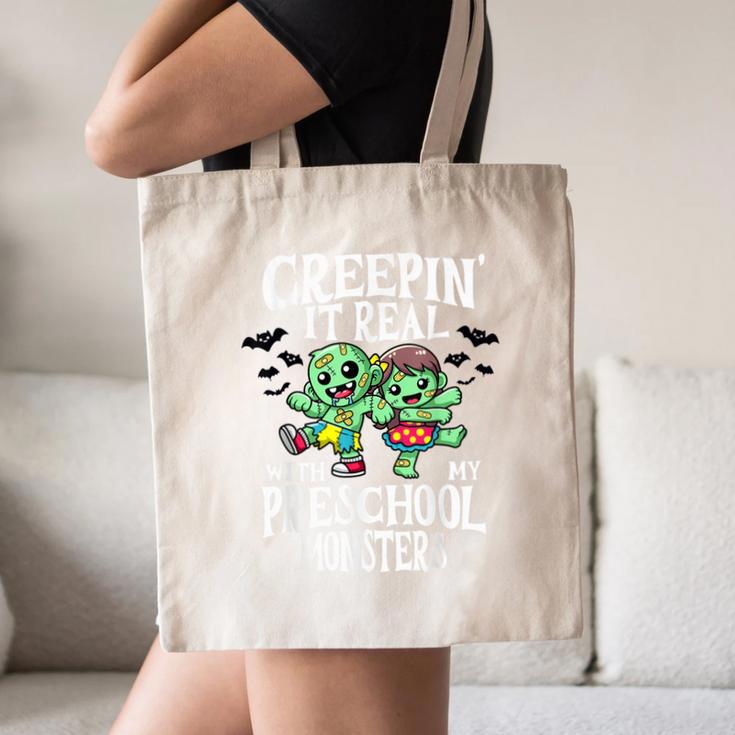 Creepin It Real Monster School Preschool Teacher Halloween Canvas Tote Bag, novelty gifts, funny gifts Creepin It Real Monster School Preschool Teacher Halloween Canvas Tote Bag, novelty gifts, funny gifts