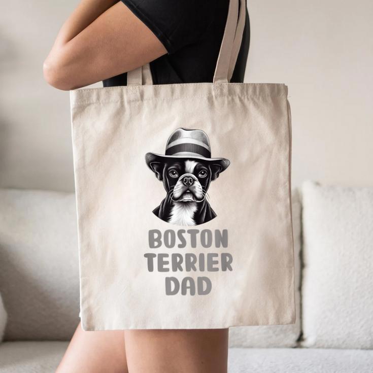 Cute Boston Terrier Dad Dog Lovers Puppy Bostie Owner Canvas Tote Bag, novelty gifts, funny gifts