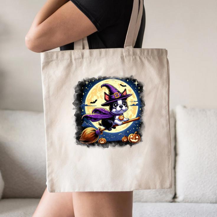 Cute Boston Terrier Halloween Costume Dog Lover Women Girls Canvas Tote Bag, novelty gifts, funny gifts