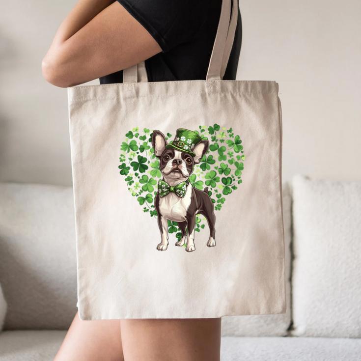 Cute Boston Terrier Shamrock St Patrick's Day Dog Lover Men Women Kids Canvas Tote Bag, novelty gifts, funny gifts