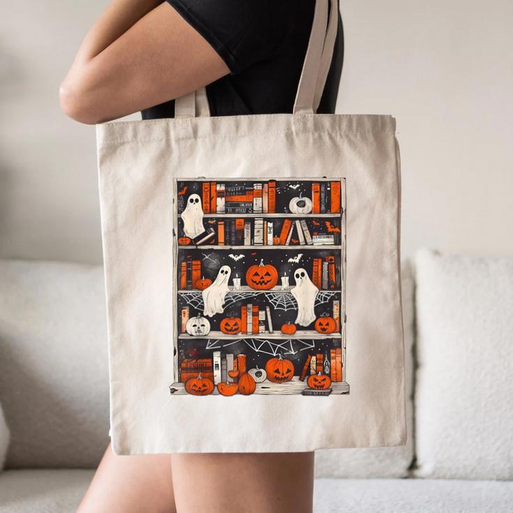 Cute Ghost Book Reading Books Lover Spooky Teacher Halloween Canvas Tote Bag, novelty gifts, funny gifts