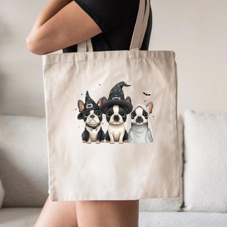 Cute Halloween Boston Terrier Dogs Witch Hat Ghost Dog For Men Women Kids Canvas Tote Bag, novelty gifts, funny gifts