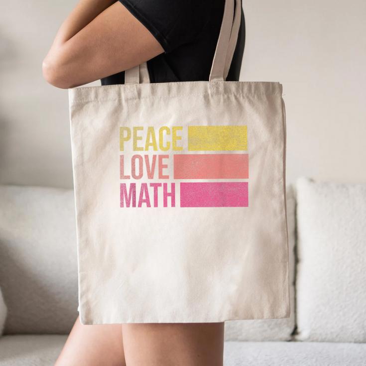 Cute Math Teacher Peace Love Math Canvas Tote Bag, novelty gifts, funny gifts