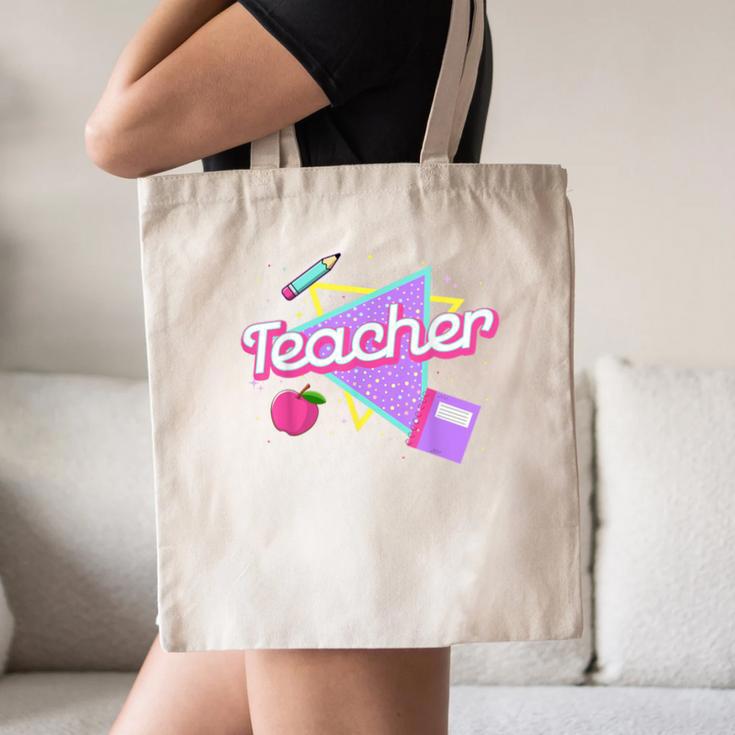Cute Teacher Shirt 80's 90's Style Retro Old School Teacher For Men Women Canvas Tote Bag, novelty gifts, funny gifts