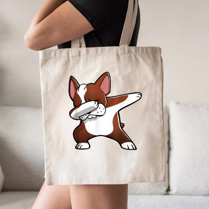 Dabbing Red Boston Terrier Dab Dance Dog Men Women Kids Canvas Tote Bag, novelty gifts, funny gifts
