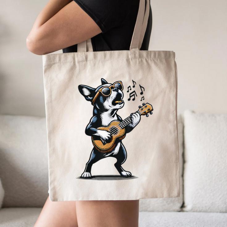 Dog Playing Guitar Singing Boston Terrier For Men Women Girls Kids Canvas Tote Bag, novelty gifts, funny gifts