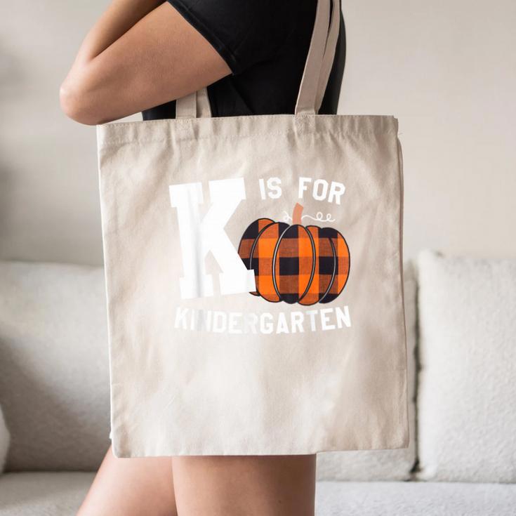 Fall Kindergarten Teacher K Is For Buffalo Plaid Pumpkin Canvas Tote Bag, novelty gifts, funny gifts Fall Kindergarten Teacher K Is For Buffalo Plaid Pumpkin Canvas Tote Bag, novelty gifts, funny gifts