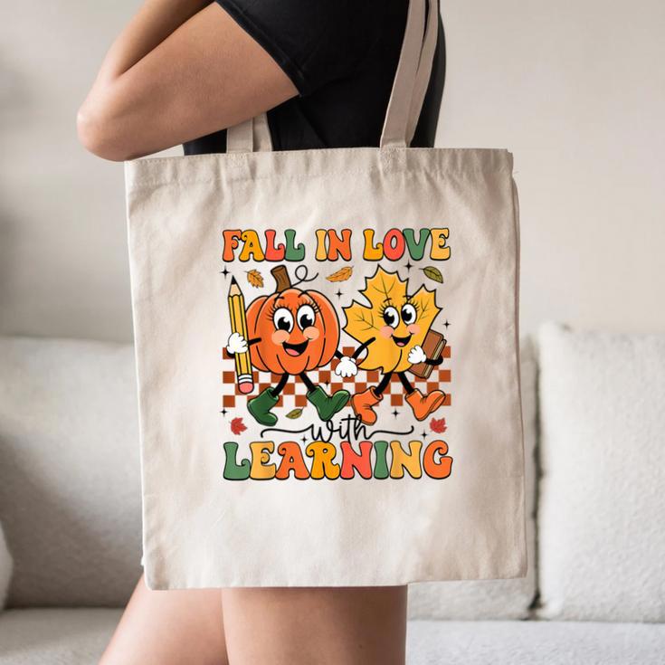 Fall In Love With Learning Thanksgiving Teacher Student Canvas Tote Bag, novelty gifts, funny gifts Fall In Love With Learning Thanksgiving Teacher Student Canvas Tote Bag, novelty gifts, funny gifts