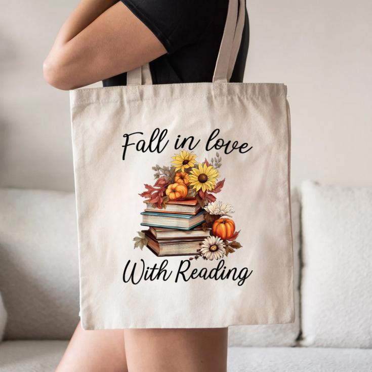 Fall In Love With Reading Book Autumn Teachers Pumpkins Canvas Tote Bag, novelty gifts, funny gifts Fall In Love With Reading Book Autumn Teachers Pumpkins Canvas Tote Bag, novelty gifts, funny gifts
