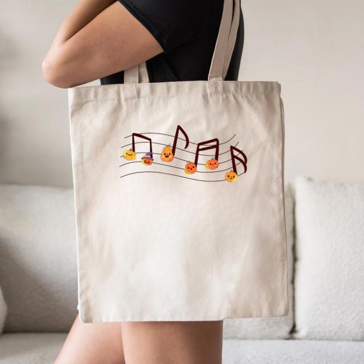 Fall Music Teacher Halloween Pumpkin Music Note Fall Teacher Canvas Tote Bag, novelty gifts, funny gifts