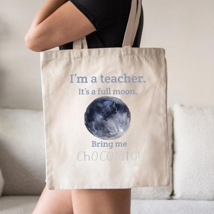 Full Moon Teacher Humor For Men Women Girls Kids Canvas Tote Bag, novelty gifts, funny gifts