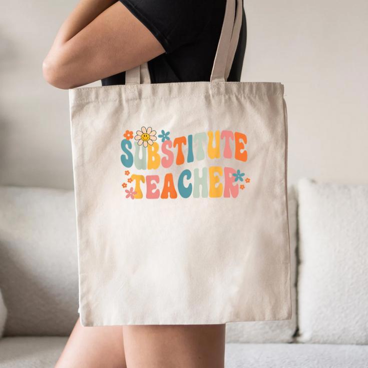 Groovy Substitute Teacher Retro Teacher Back To School Canvas Tote Bag, novelty gifts, funny gifts Groovy Substitute Teacher Retro Teacher Back To School Canvas Tote Bag, novelty gifts, funny gifts