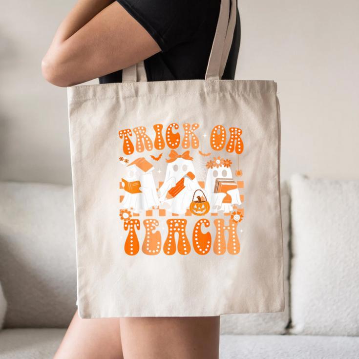 Groovy Teacher Halloween Trick Or Teach Ghost Men Women Kids Canvas Tote Bag, novelty gifts, funny gifts Groovy Teacher Halloween Trick Or Teach Ghost Men Women Kids Canvas Tote Bag, novelty gifts, funny gifts