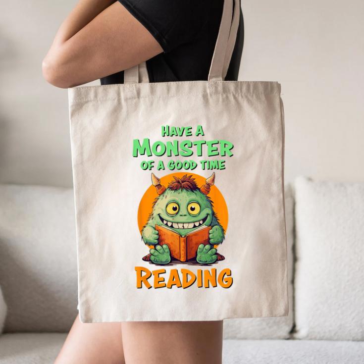 Halloween Teacher Librarian Monster Reading Books Men Women Kids Canvas Tote Bag, novelty gifts, funny gifts