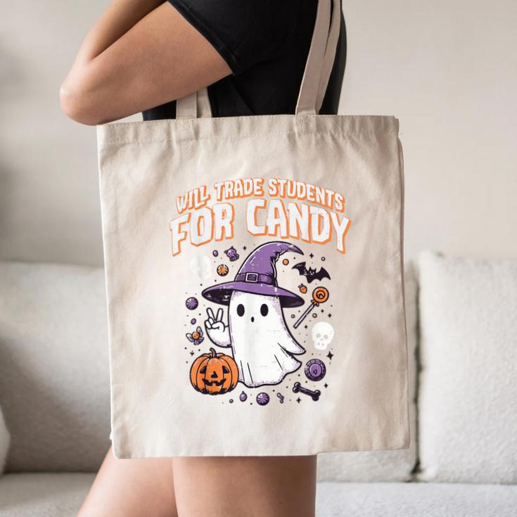 Halloween Teacher Trade Students For Candy Costume Women Canvas Tote Bag, novelty gifts, funny gifts