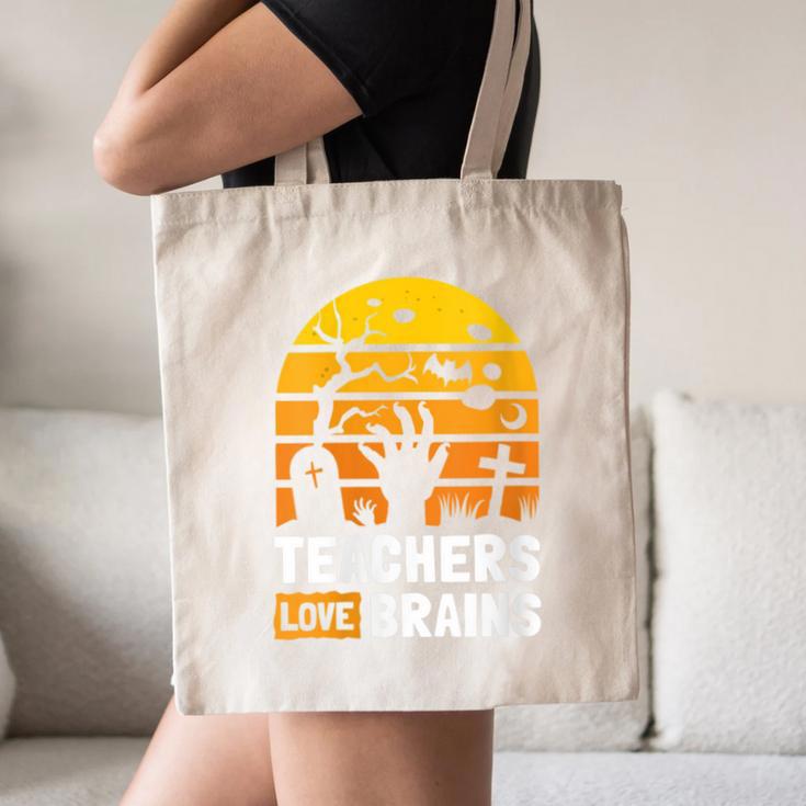 Halloween Teachers Science Math Teachers Love Brains Canvas Tote Bag, novelty gifts, funny gifts