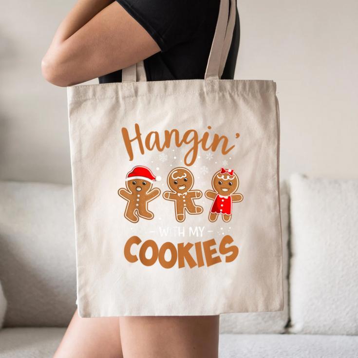 Hangin With My Cookies Gingerbread Women Christmas Teacher Canvas Tote Bag, novelty gifts, funny gifts