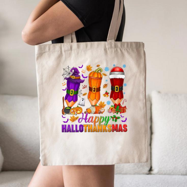 Happy Hallothanksmas Halloween Thanksgiving Pencils Teachers Canvas Tote Bag, novelty gifts, funny gifts Happy Hallothanksmas Halloween Thanksgiving Pencils Teachers Canvas Tote Bag, novelty gifts, funny gifts