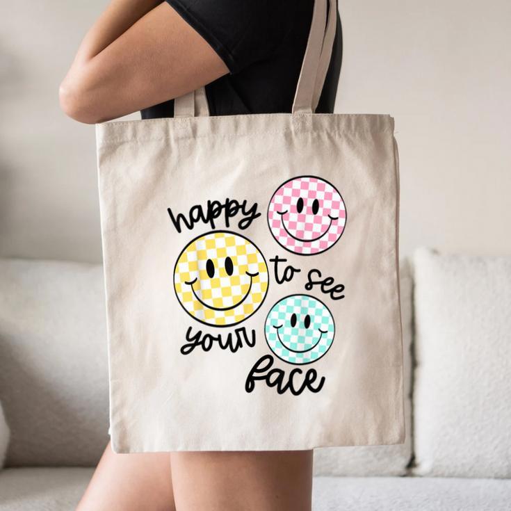 Happy To See Your Face Smile Face Teacher Back To School Canvas Tote Bag, novelty gifts, funny gifts Happy To See Your Face Smile Face Teacher Back To School Canvas Tote Bag, novelty gifts, funny gifts