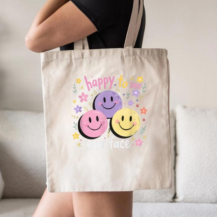 Happy To See Your Face Smile Face Teacher Back To School Canvas Tote Bag, novelty gifts, funny gifts Happy To See Your Face Smile Face Teacher Back To School Canvas Tote Bag, novelty gifts, funny gifts