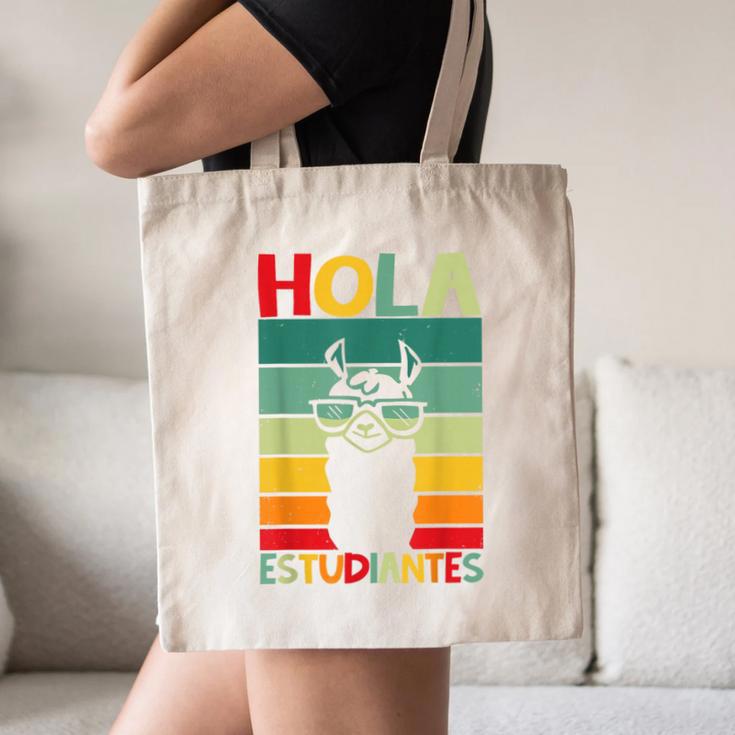 Hola Estudiantes Spanish Teacher Back To School 2025 Canvas Tote Bag, novelty gifts, funny gifts