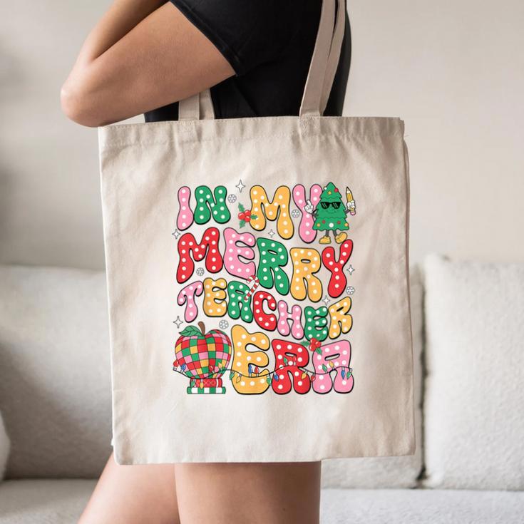 In My Holly Xmas Jolly Teacher Era Teacher Vibes Christmas Canvas Tote Bag, novelty gifts, funny gifts In My Holly Xmas Jolly Teacher Era Teacher Vibes Christmas Canvas Tote Bag, novelty gifts, funny gifts